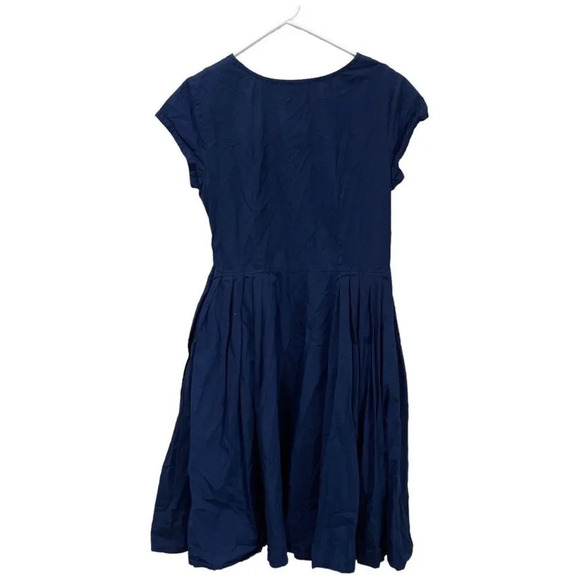 ESHAKTI Navy Blue Cotton Fit-And-Flare Dress Sweetheart Neckline Size 12 - Picture 2 of 9